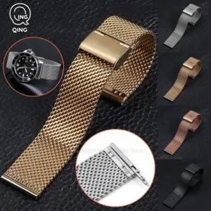 18mm 20/22/24mm Quick Release Stainless Steel Watch Band 1.0mm Mesh Milanese Bracelet Replace Strap Men Women Business Wristbelt