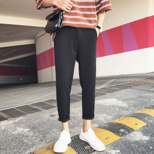 กางเกงยีนส์ทรงตรงสไตล์ฝรั่งเศสสำหรับผู้ชาย กางเกงขายาวทรงตรง ทรงสลิมฟิต ทรงเก้าส่วน สไตล์อังกฤษ ทรงสูท กางเกงยีนส์ทรงสลิมฟิต