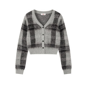 Korean Vintage Checkered V-Neck Knitted Sweater