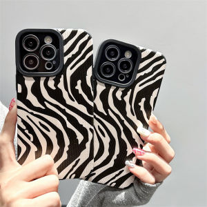 เคสโทรศัพท์หนังลายม้าลายสำหรับ iPhone 15/14/12/11 Pro Max 12 13 Mini 6 6S 7 8 Plus X XR XS Max เคสหลังนิ่มกันกระแทกพร้อมคลุมทั้งหมดฝาครอบป้องกันกล้องเลนส์