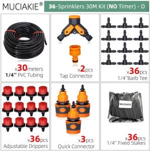 30/50M Garden Watering Irrigation System Drip Kit Adjustable Misting Nozzles Automatic Spray Outdoor Greenhouse Yard Watering