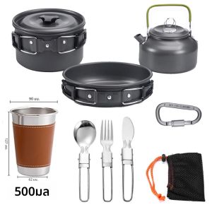 1 ชุดเครื่องครัวกลางแจ้งอุปกรณ์ทําอาหารตั้งแคมป์วัสดุอลูมิเนียมเครื่องครัวพับได้อุปกรณ์การเดินทางตั้งแคมป์กลางแจ้ง