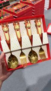 CANAMEK 2 4 6Pcs Bộ dao nĩa hình ngựa con thu nhỏ bộ dao nĩa bằng thép không gỉ sáng tạo bộ quà tặng gồm đĩa và thìa cà phê trà tráng miệng.