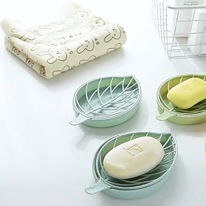 KUNOISE ใบไม้ระบายน้ำสองชั้นสร้างสรรค์บ้านสบู่กล่องเจาะฟรีห้องน้ำห้องน้ำระเบียงสบู่ซักผ้าชั้นวางสบู่