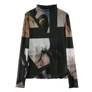 Mesh Under T-Shirt Elastic Fitted Round-Neck Thin