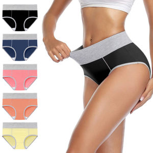 Trait 5Pcs Women Plus Size Cotton Panties Middle Waist Briefs Lady Breathable Underwear M-XXXXL