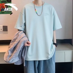 ANTA | Summer New Round Neck T-Shirt Large Logo Cotton Breathable