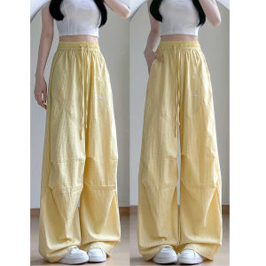 Retro Striped Summer Casual Pants for Women Loose Drapey Dance Jazz Straight Leg Wide Leg Pants Soldier Style High Waist