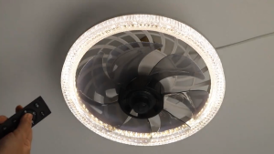 Ceiling Fan with LED Light Smart Ceiling Fan Light with Remote Control Silent Chandelier Light Modern Design 45W 7 Blades 4 Wind Speeds 3 Color Dimmable Crystal Lampshade for Living Room Bedroom Kitchen | Ships Today