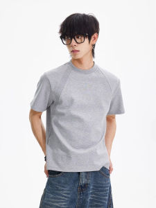 Extra Large Size Mens T-Shirt Heavyweight Space Cotton Short Sleeve Loose Casual American High Street Ice Sensation Stripe Splicing