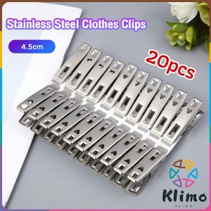 KLIMO 20Pcs Clothes Clips Stainless Steel Metal Sealing Clip Socks Clothing Pegs for School Office