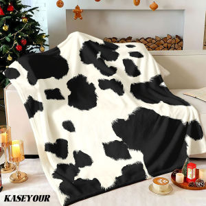 Beast Kingdom | Timeless Black White Cow Winter Summer Flannel Blanket Throw Fleece Soft Fuzzy Plush Cozy Fleece Blankets for Sofa Ideal Gifts