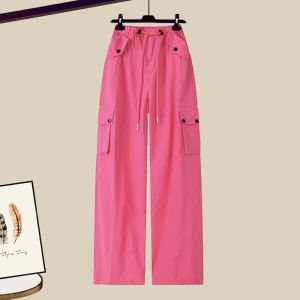 Autumn Fashion Womens Three-Piece Set Rose Red Workwear Vest Shirt And Pants Long Sleeve round Neck Button Closure