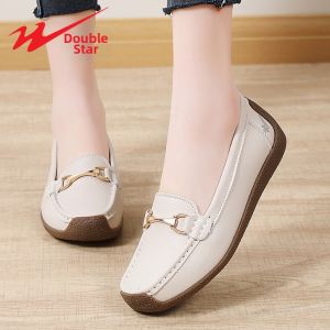 DOUBLE STAR | Summer Soft-Soled Round-Toe Thick-Sole Genuine Leather Loafers Slip-On