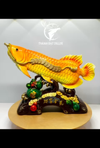 Tượng Phong Thủy Cá Rồng Vàng Kim Long Chiêu Tài  Quà Tặng Tân Gia Khai Trương Trang Trí Nhà Cửa