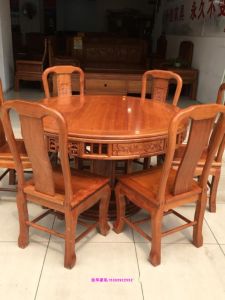 New Chinese Style Rosewood Dining Table Pineapple Pattern round Table Dining Set for Living Room Solid Wood Table And Chairs