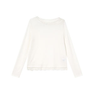 Sheer Lace Edge Loose Fit Short Sleeve T-shirt
