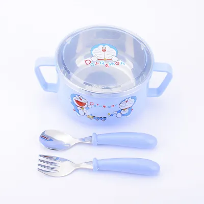 XIANGCAI | Anti-drop Heat-resistant 304 Stainless Steel Kids Bowl with Lid and Double Handles