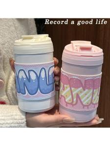 Trendy Large Capacity Ladies Stainless Steel Water Bottle Insulated Korean Style Straw Cup High Aesthetic Value Heat And Cold Preservation