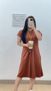 3585 basic sherin scuba dress natal polos casual dress