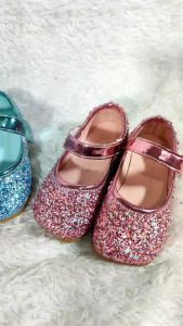 KD001 Sepatu Flat Anak Perempuan Glitter Square Toe Import - KD001 dengan Box