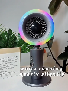 2026 NEW 3-in-1 Table Turbo Fan - 8000mAh Battery Rechargeable - 100 Speed Strong Wind - 10Color Static & Dynamic RGB Lights Oscillating Desktop Kipas