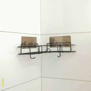 Toilet Organizer Kitchen Rack NO Rust Bathroom Corner Storage Hanging Shelf Rack traceless Wall-mounted Bathroom Accessories Set