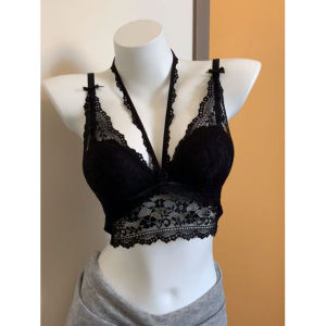 Áo Ba Lỗ Ren Gợi Cảm Kiểu Pháp Có Đệm Ngực Không Dây Cho Nữ Mùa Hè Có Nơ Bướm Áo Ngực Không Dây Hở Lưng Áo Ba Lỗ Lót Cotton