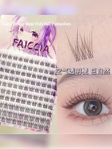 MONLEYTA | Natural Looking Transparent Stem False Eyelashes Womens Single Cluster Segment Beginner Fairy Tail Fake Eyelashes