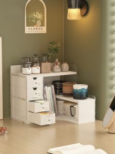 Acrylic Desk Organizer Shelf Corner Dustproof Storage Rack Office Desk Organizer Multi-Function Storage Box Rectangular Shape