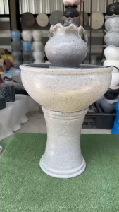 🍻[A1075] น้ำล้นทรงแจกันปากหยักสีเทาหินอ่อน ได้ยกชุด ( น้ำพุ น้ำผุด น้ำล้น) แตกระหว่างขนส่งเคลมให้ใหม่ทัน