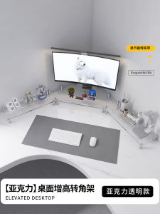 ตู้เก็บของแบบใส Acrylic สำหรับคอมพิวเตอร์ โต๊ะทำงาน จอแสดงผล ชั้นวางของ สามเหลี่ยม ชั้นวางของสำหรับจัดระเบียบในห้องครัว