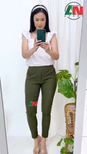 Celana Elizabeth Pants: Celana Chino Wanita Bahan Melar Elastis