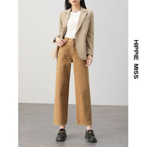 HIPPIE MISS | Bohemian Girl White Jeans Small Size Early Spring New Wide High Waist Cropped Tapered Straight Cut