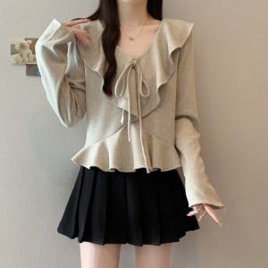 AIYITI | French Ruffle V-Neck Oversized Womens Blouse