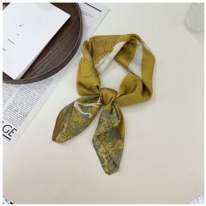 Yellow Series Easiest for Match Bright Cashew Retro Artsy Small Silk Scarf 70 Small Square Towel Decorative Ins Elegant Scarf Belt