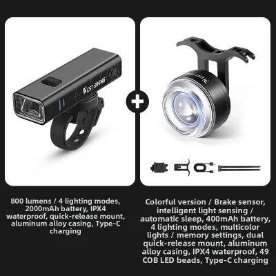 West Biking | Smart Night Riding Light Set for Mountain and Road Bikes