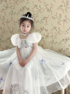 007 | Sleeve Bubble White Dress For Birthday Party
