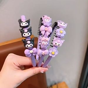 Children Cute Sanrio Kuromi Cartoon Hairbands Headwears Girls Lovely Kuromi Hair Hoop Kids Fashion Hair Accessories