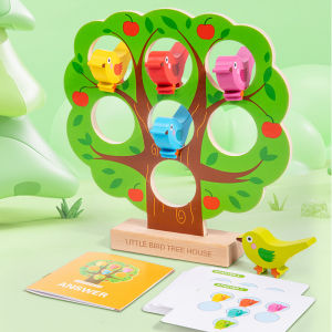 Montessori Wooden Little Birds Home Puzzle Game Early Educational Fine Motor Training Matching Game Kids Interactive Toy Gifts