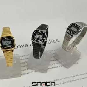 Sanda | SANDA 6053 Luxury Digital Watch for Women Elegant Waterproof Sports LED Display Womens Wristwatches Girls Small Watch Face