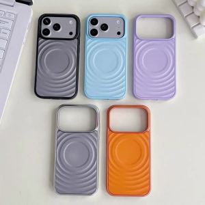szhaiyu | For iPhone 18Pro Max iP 18 17 16 15 14 Pro Magnetic Matte Phone Case With Luxury Ripple Texture Shockproof Back Cover Funda