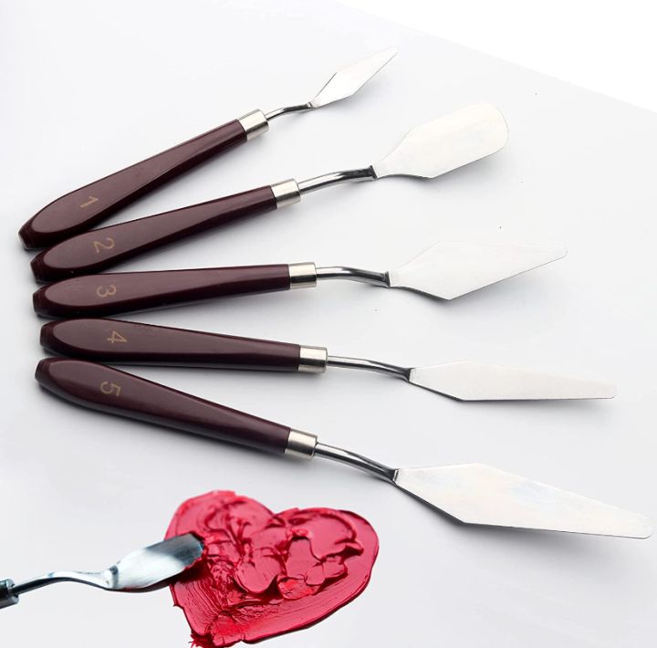 5 Piece Palette knifes Painting Knife Set for Oil, Acrylic Paint,Cake