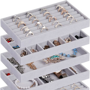 Soft Velvet Stackable Jewelry Tray: A Portable & Stylish Organizer