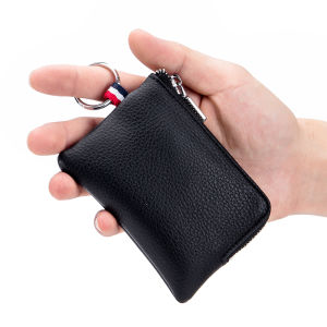 Mens Coin Purse Fashion Leather Mini Wallet Soft Leather Zip Coin Driving License Key Case Card Holder Ultra-Thin