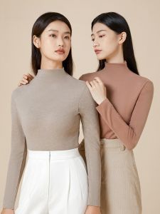 FuniBaoluo | Áo sơ mi lót lông cừu cổ cao tay dài cho nữ mùa đông ấm áp thoải mái thoáng khí áo lót mùa thu đông đơn giản