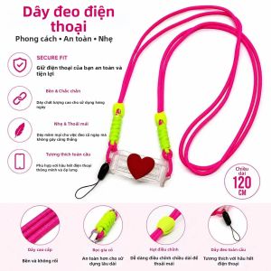 Dây Đeo Điện Thoại Hình Trái Tim Xanh 20cm Đa Năng Chống Rơi Kẹp Giữ Điện Thoại Dây Đeo Cổ Di Động Tiện Dụng Cho Du Lịch Và Mua Sắm