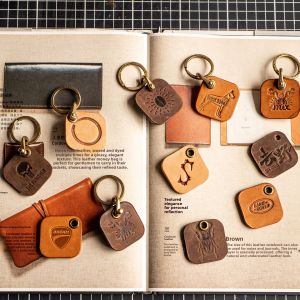 American Retro Tanned Leather Keychain Customizable LOGO Motorcycle Homestay Coffee Shop Pet Friendly Accessory