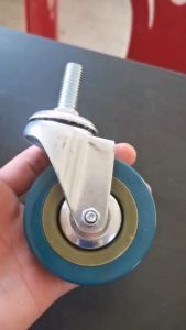 ล้อยาง pvcฟ้า ขนาด3นิ้วเกลียว12 ไม่เบรค