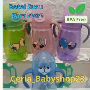 Minitree Botol Susu Bayi Aneka Karakter Hewan Model Regular Neck 270ml ZR676 untuk Usia Bayi 6 Bulan Keatas Baby Feeding Bottle Unik Lucu Bahan PP Sangat Tebal Berkualitas Sudah BPA Free Antipecah dan Bisa Direbus